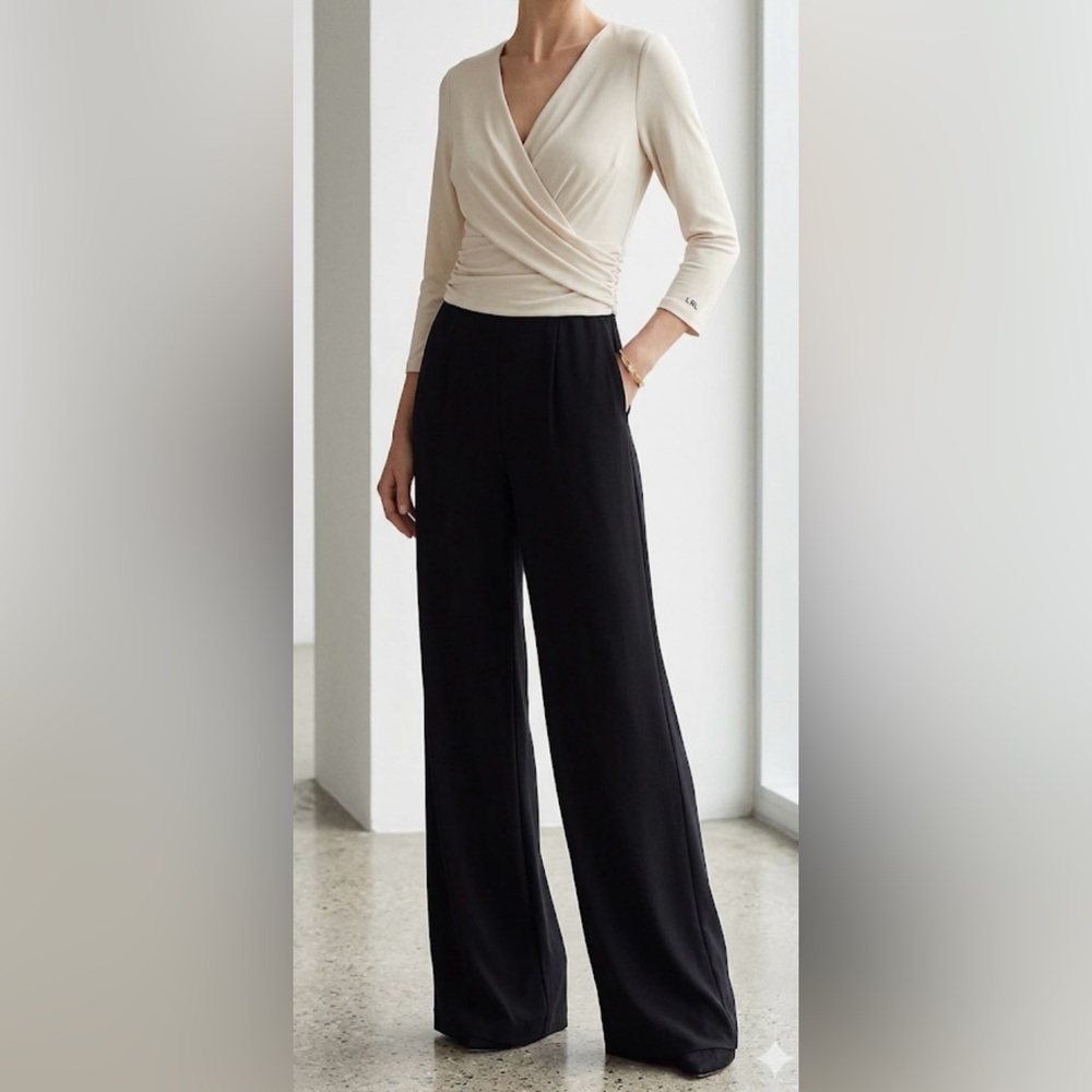 Ralph Lauren Black and White Jumpsuit Wide-Leg Women's
